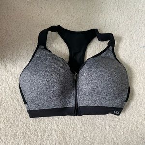 Grey and Black Zip Up Victoria’s Secret Sports Bra